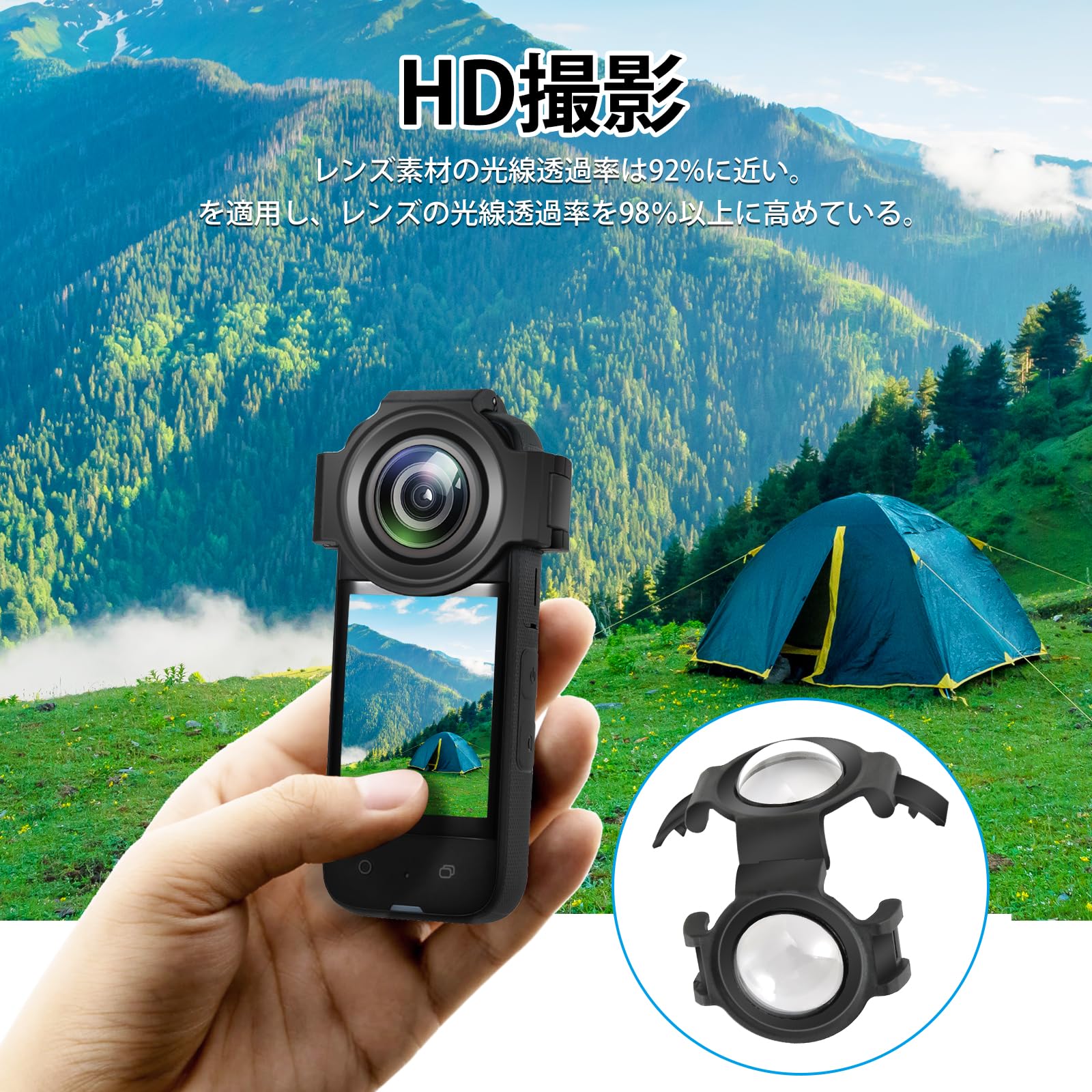 Amazon | PULUZ Insta360 X3 用 レンズカバー 光学ガラス保護フィルム